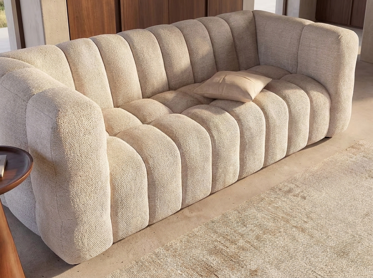 Canapé nuage 3 Places Capitonné Beige Sable – Nube Sora