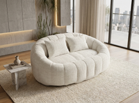 Canapé Nuage 2 Places Arrondi Beige en Tissu Chenille – Nube Cala
